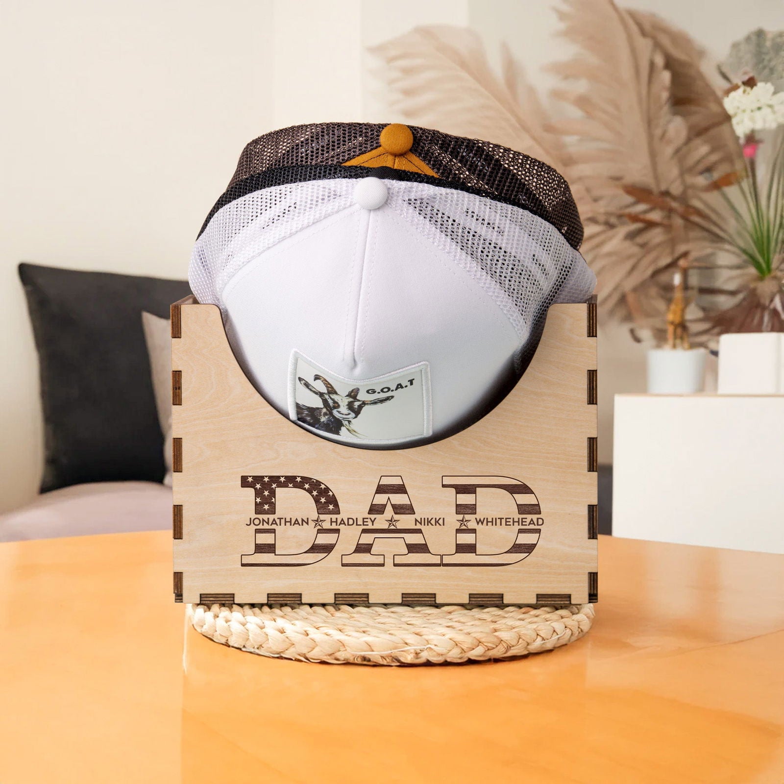 Personalized Wooden Hat Holder, Personalized Cap Holder, Custom Hat Holder, Hat Rack, Hat Storage Box, Fathers Day Gift HH03 - Kindlytoys
