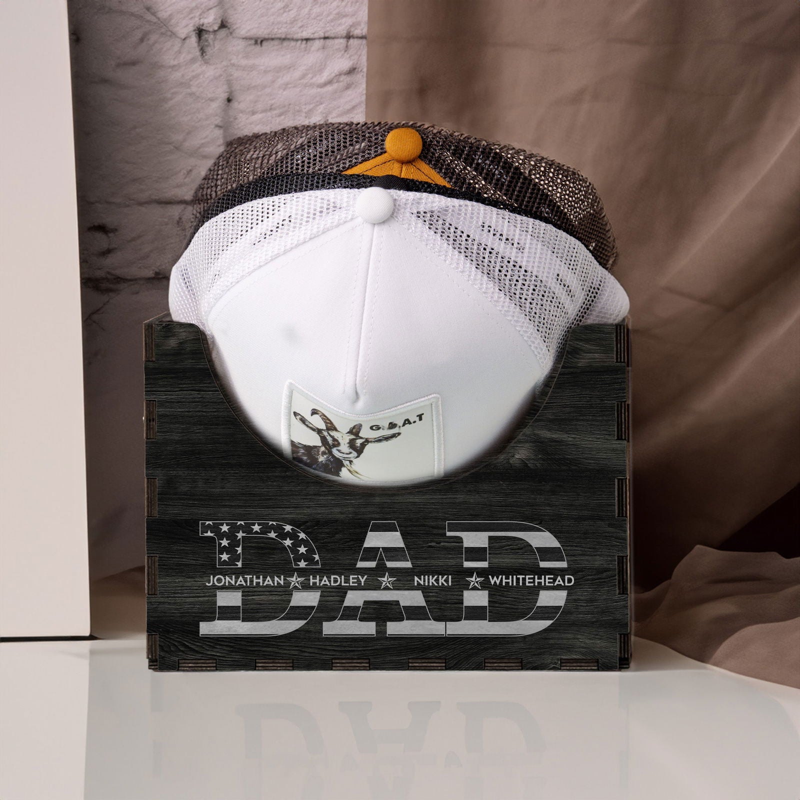 Personalized Wooden Hat Holder, Personalized Cap Holder, Custom Hat Holder, Hat Rack, Hat Storage Box, Fathers Day Gift HH03 - Kindlytoys