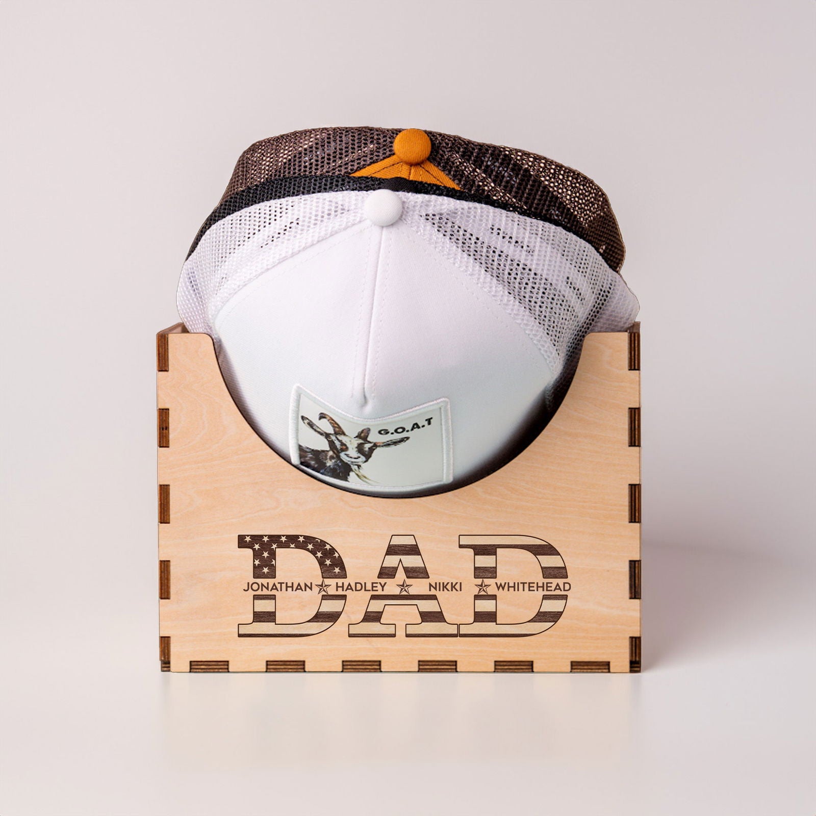 Personalized Wooden Hat Holder, Personalized Cap Holder, Custom Hat Holder, Hat Rack, Hat Storage Box, Fathers Day Gift HH03 - Kindlytoys