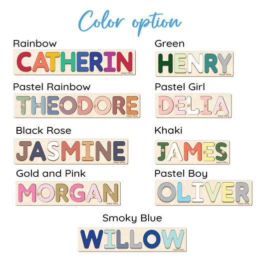 Personalized Wooden Name Puzzle with Custom Themed Backgrounds, Montessori Toddler Puzzle, Customizable Puzzle Board for Kids, Gifts For 1 Year Old NP40 - Kindlytoys