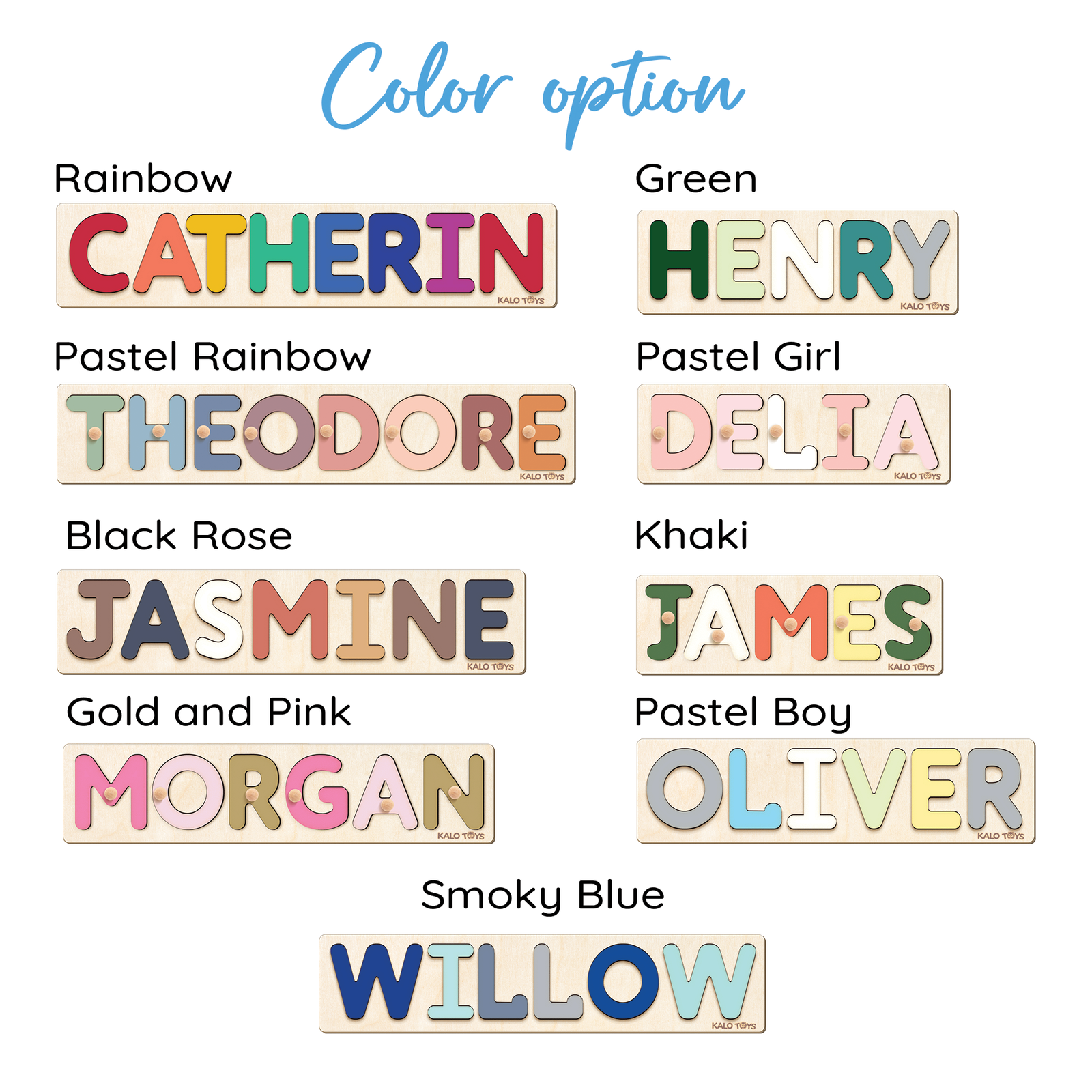 Personalized Wooden Name Puzzle with Unique Themed Designs, Montessori Toddler Puzzle for 1-3 Year Olds, Customizable Puzzle Board for Kids | KindlyToys NP41 - Kindlytoys
