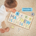 Personalized Wooden Shaped & Numbers Name Puzzle, Gifts For 1 2 3 Year Old, Wooden Name Puzzle For Kids, Montessori Toys | Kindly Toys NP20 - Kindlytoys