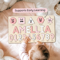 Personalized Wooden Shaped & Numbers Name Puzzle, Gifts For 1 2 3 Year Old, Wooden Name Puzzle For Kids, Montessori Toys | Kindly Toys NP20 - Kindlytoys