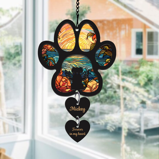 Pet Memorial Suncatcher, Personalized Pet Memorial Suncatcher with Custom Dog Breed and Name SC69