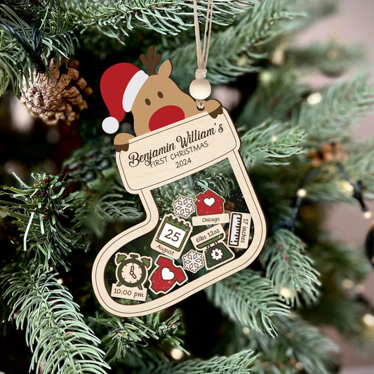 Reindeer Baby's First Christmas Ornament 2024, Shake Babies Ornament CF38 - Kindlytoys