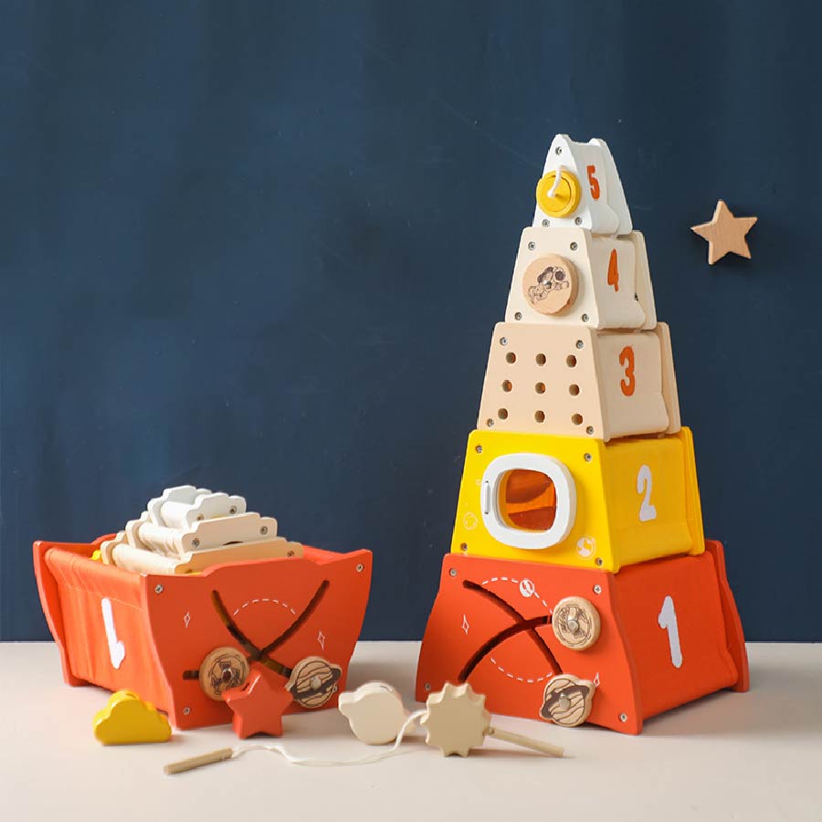 Rocket Building Blocks Wooden Montessori Toys KL09 - Kindlytoys