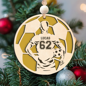 Personalized Soccer Christmas Ornament, Soccer Wooden Ornament 2 Layers,  CF926