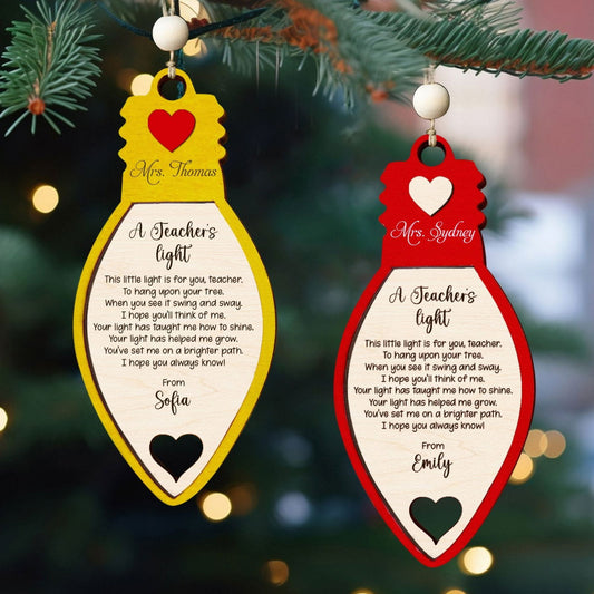 Teacher Christmas Light Ornament, A Teachers Light, Christmas Light Ornament KT06 - Kindlytoys
