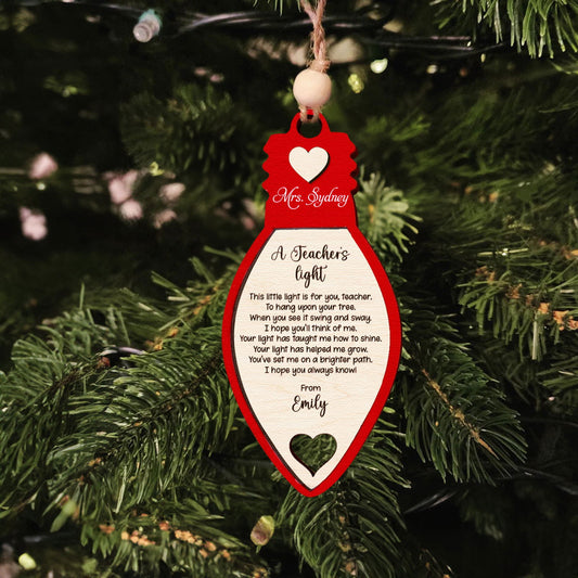 Teacher Christmas Light Ornament, A Teachers Light, Christmas Light Ornament KT06 - Kindlytoys