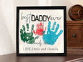 Wooden 3D Father Best Dad Ever Handprint Sign, Handprint 3D Sign, Hand Sign For Dad DD02 - Kindlytoys
