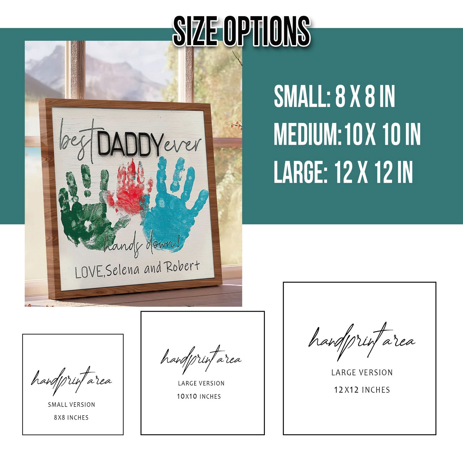 Wooden 3D Father Best Dad Ever Handprint Sign, Handprint 3D Sign, Hand Sign For Dad DD02 - Kindlytoys