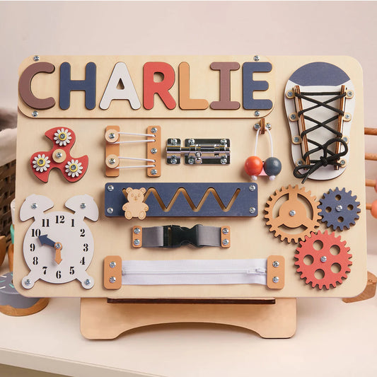 Customized Busy Board With Baby Name - Wooden Montessori Toys | KindlyToys, BB10