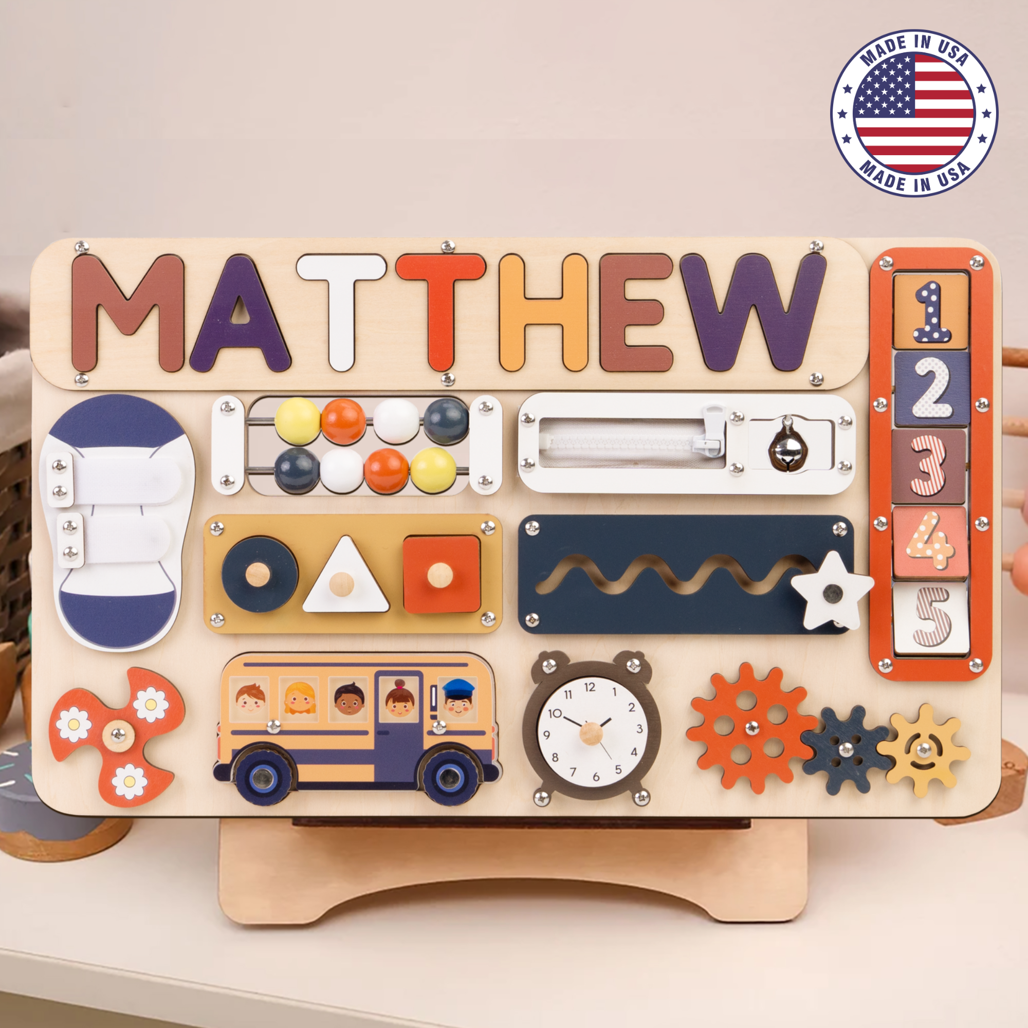 FREYBLI Busy Board Montessori 5 Strati – Giocattolo Sensoriale 26 In 1 Per Bambini 1-4 Anni, Activity Board In Feltro Per Imparare ABC E Abilità Quotidiane, Regalo Educativo