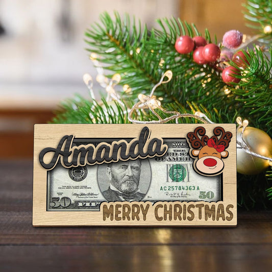 Personalized Santa Christmas Money Holder, Family Christmas Gift, Christmas Stocking Stuffer MH02