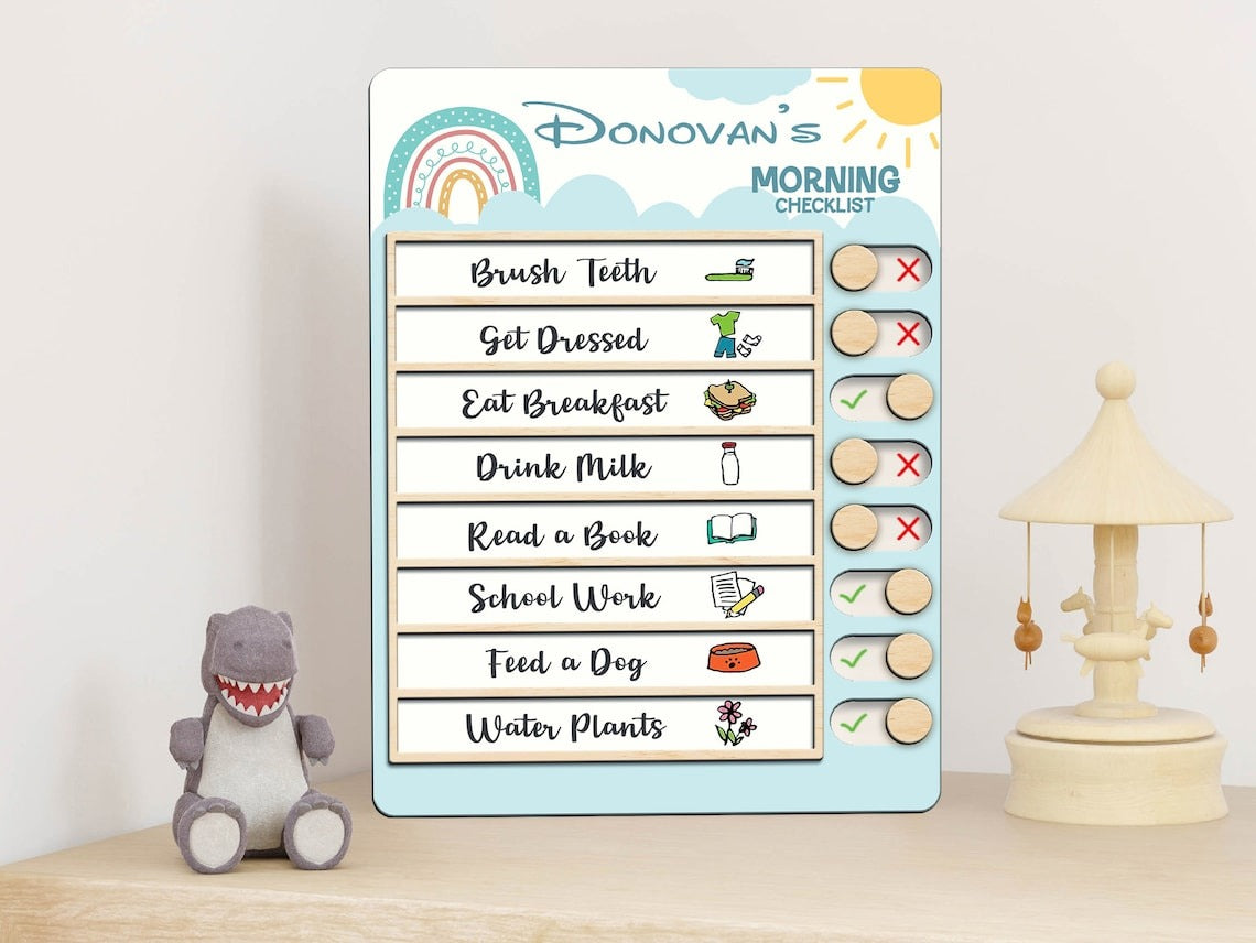 Daily Routine Chart, Morning and beadtime routine chart, bedtime chart, Sliding routine chart, PR14