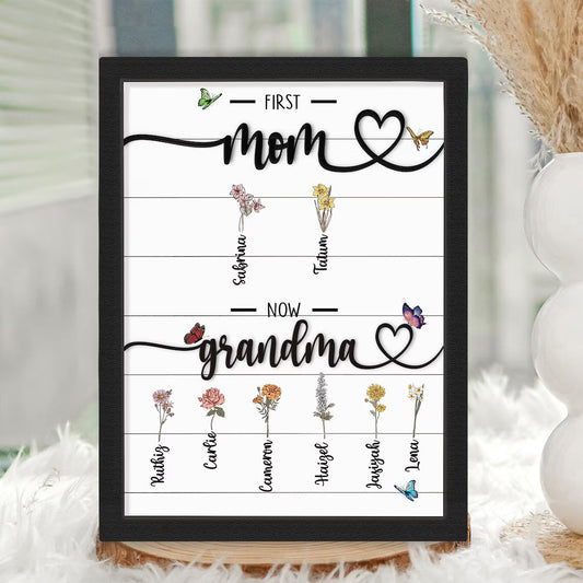 Custom Birth Month Flowers Wooden Sign, Personalized "First Mom Now Grandma" Sign, Unique Mothers Day Gift, Gift for Mom and Grandma MS24