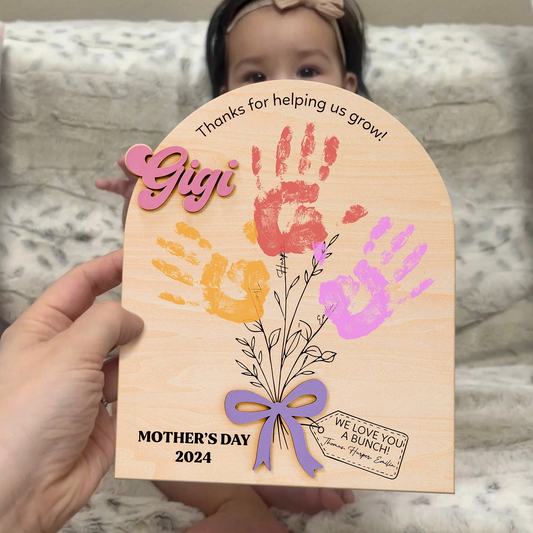 DIY Mothers Day Flower Handprint, Personalized Gift for Mom, Handprint Crafts From Kids, Mothers Day Keepsake, Gifts for Mom Grandma FT14