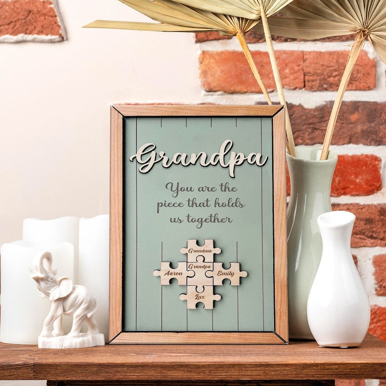 Unique Personalized Father Day Gift, Custom Puzzle Piece Sign For Papa