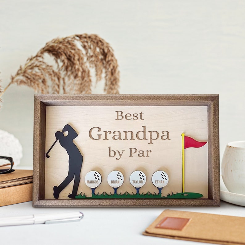 Personalized Plaque for Grandpa, Personalized Wooden Golf Sign, Custom Frame Father
