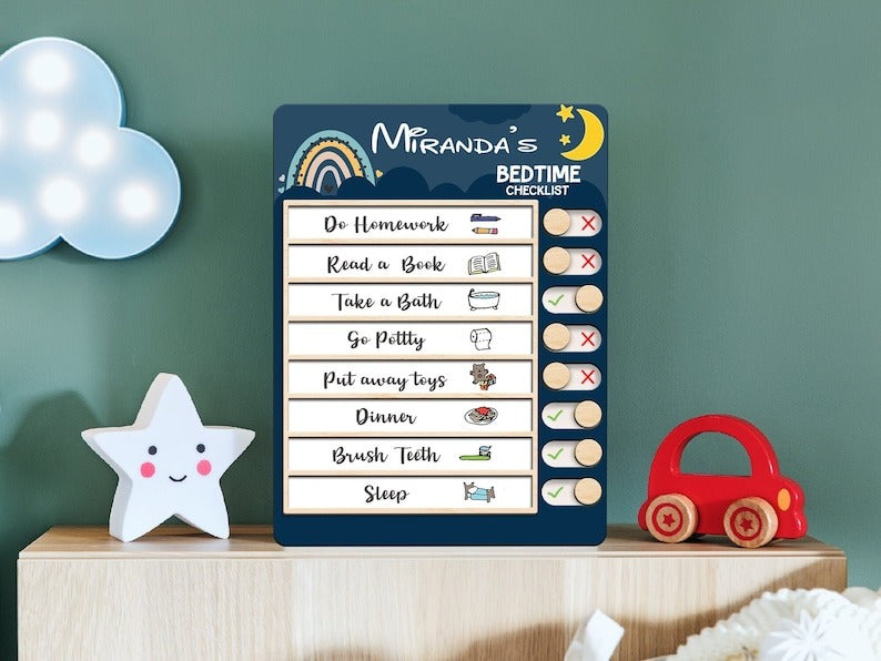 Daily Routine Chart, Morning and beadtime routine chart, bedtime chart, Sliding routine chart, PR14
