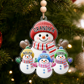 Personalized Grandma Snowman Family Ornament, Custom Name Acrylic Christmas Ornament, Christmas Tree Decoration, Grandkids Keepsake Gift CF054