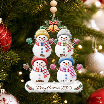 Personalized Snowman Family Ornament, Custom Name Acrylic Christmas Ornament, Christmas Tree Decoration, Family Keepsake Gift CF053