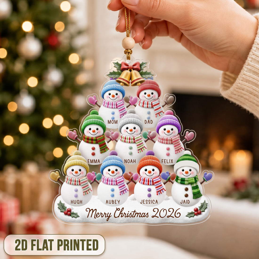 Personalized Snowman Family Ornament, Custom Name Acrylic Christmas Ornament, Christmas Tree Decoration, Family Keepsake Gift CF053