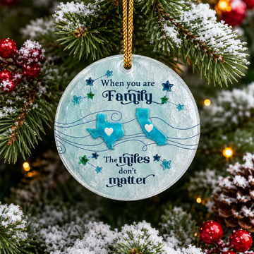 Personalized Long Distance Family Ornament, State Map Christmas Ornament, Acrylic Christmas Tree Decoration, Family Keepsake Gift CO03