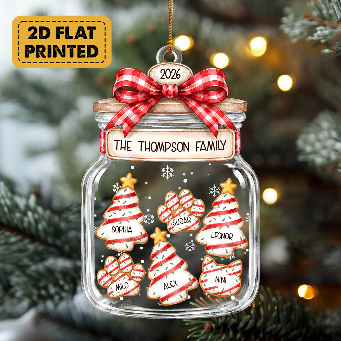 Personalized Family Cookie Jar Ornament, Custom Name Christmas Ornament, Acrylic Shake Ornament with Tree Cookies, Family Keepsake Gift 2026 CO16
