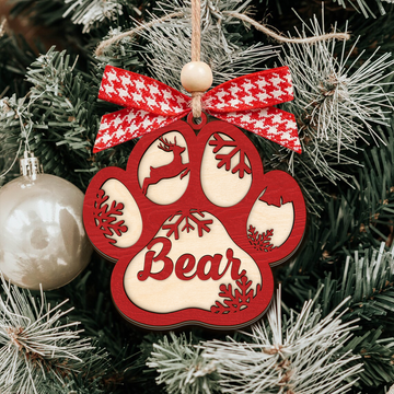 Personalized Dog Paw Ornament, Pet Christmas Ornament, Custom Dog Ornaments for Christmas Tree, Dogs Name, Dog Ornament