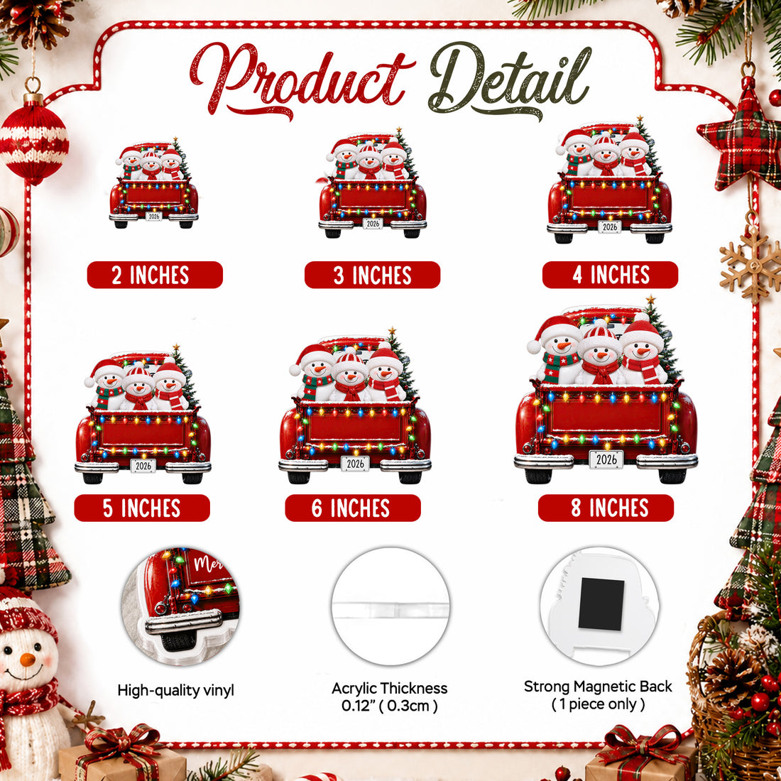 Personalized Snowman Family Magnet, Custom Name Christmas Fridge Magnet 2026, Holiday Refrigerator Decoration, Family Keepsake Gift MG051