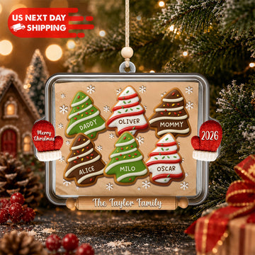 Personalized Family Christmas Ornament, Custom Name Acrylic Baking Tray Christmas Ornament, Family Keepsake Gift CF56
