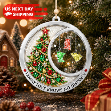 Personalized Long Distance Family Ornament, Custom State Christmas Ornament, Family Love Knows No Distance Keepsake Gift CO10