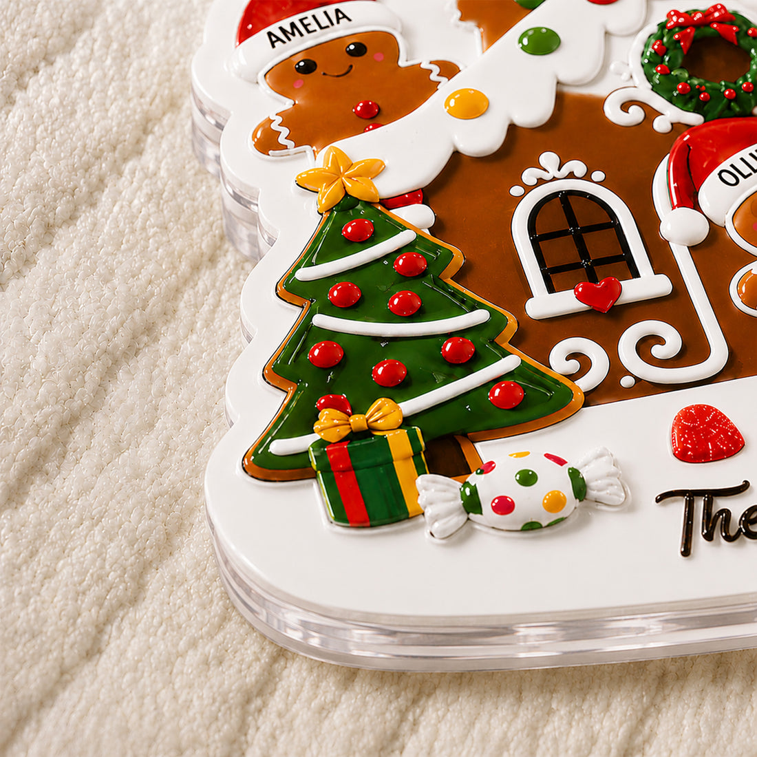 Personalized Gingerbread Family Magnet, Custom Name Christmas Fridge Magnet, Gingerbread House Refrigerator Decoration, Holiday Family Keepsake Gift MG050