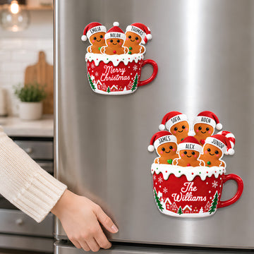 Personalized Gingerbread Family Fridge Magnet, Custom Name Christmas Mug Magnet, Holiday Kitchen Decoration MG052