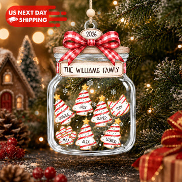 Personalized Family Cookie Jar Ornament, Custom Name Christmas Ornament, Acrylic Shake Ornament with Tree Cookies, Family Keepsake Gift 2026 CO16