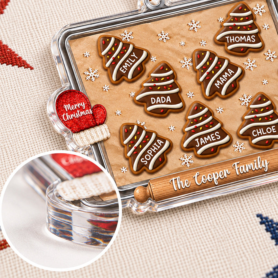 Personalized Family Christmas Ornament, Custom Name Acrylic Baking Tray Christmas Ornament, Family Keepsake Gift CF56