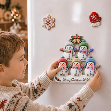 Personalized Snowman Family Magnet, Custom Name Christmas Fridge Magnet, Family Keepsake Gift MG053