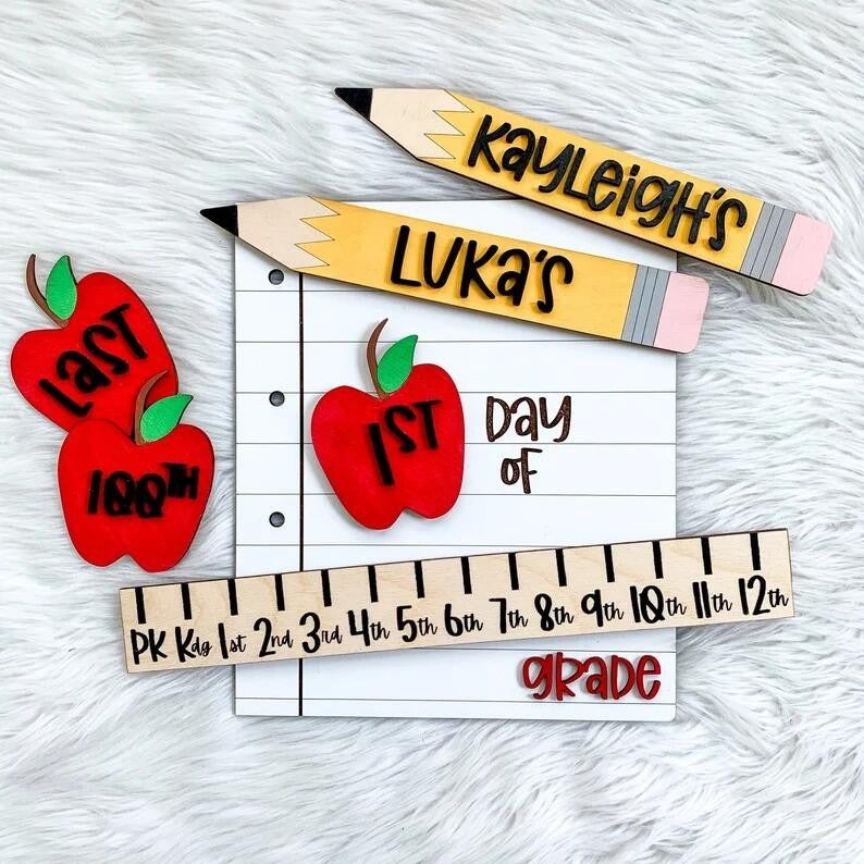 Personalized First Day of School Sign, Back To School Reusable Sign, 1st day of school Board