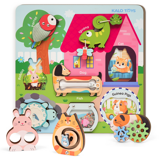 Wooden Pet House Sensory Puzzle Toy - Montessori Learning Toy for Toddlers (Ages 1–3)