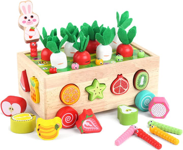 Montessori Wooden Carrot Harvest & Fruit Matching Toy – Fun & Educational for Toddlers