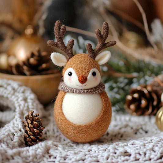 Handmade Wool Felt Christmas Reindeer Ornaments, Christmas Desk Decor, First Xmas Gift for Kids