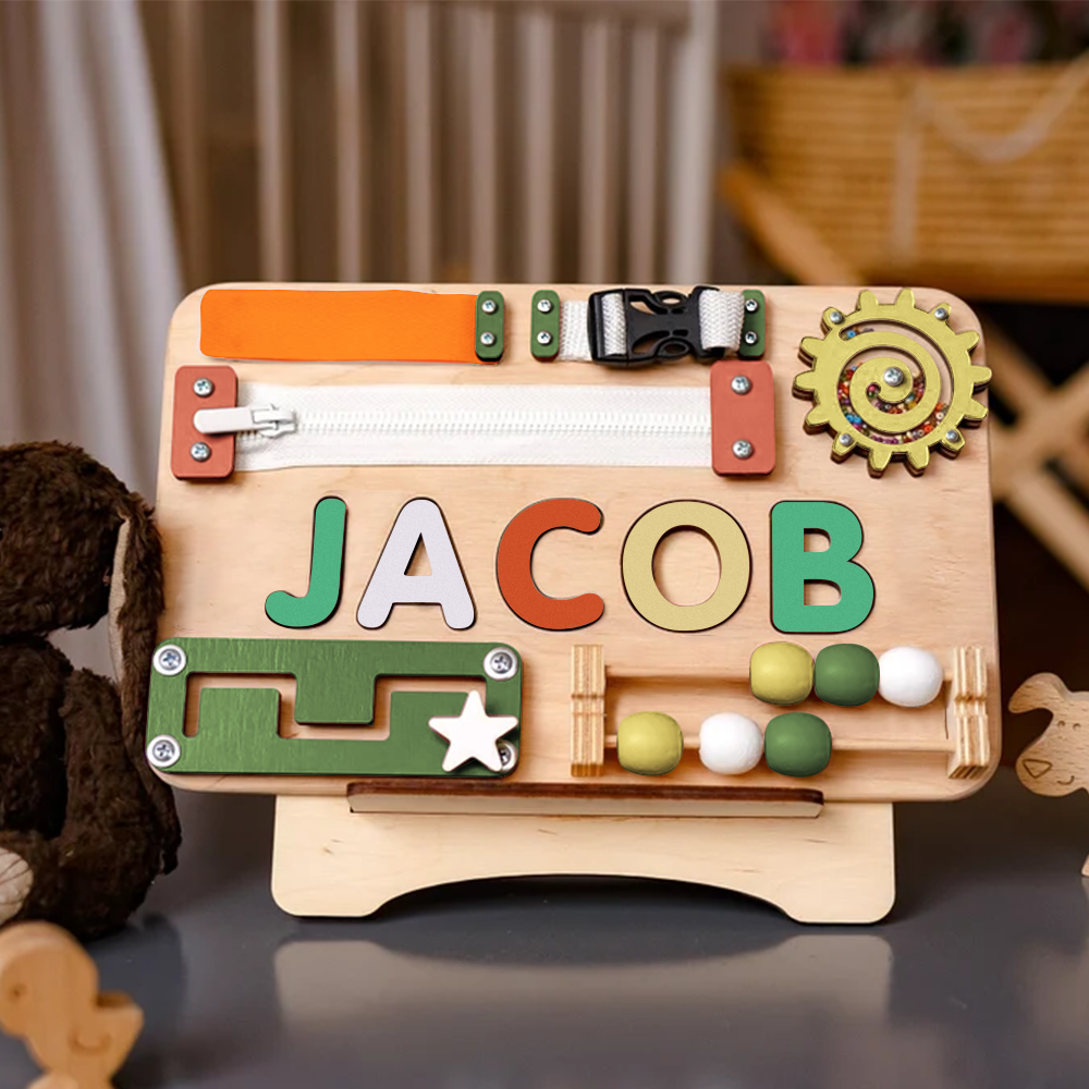 Personalized Busy Board Name Puzzle 2 - Wooden Montessori Toys | KindlyToys