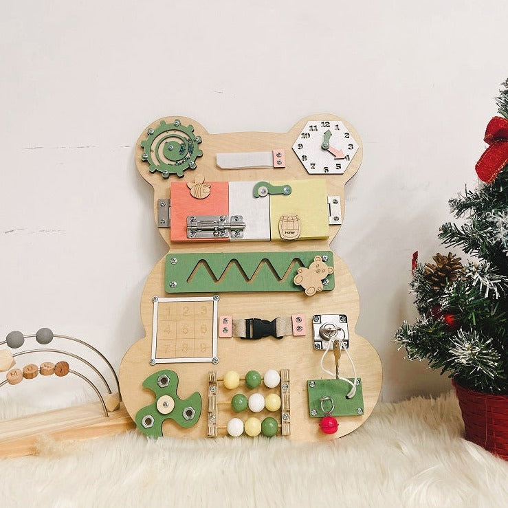 Bear Busy Board - Wooden Montessori Toys | KindlyToys