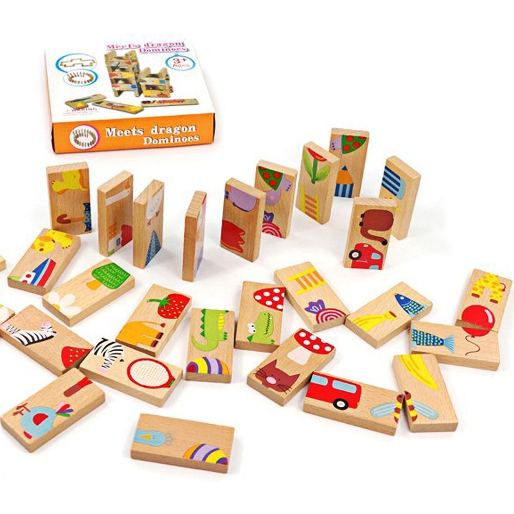 Wooden Picture Domino Puzzle - Balance Stacking Toy | Kindlytoys
