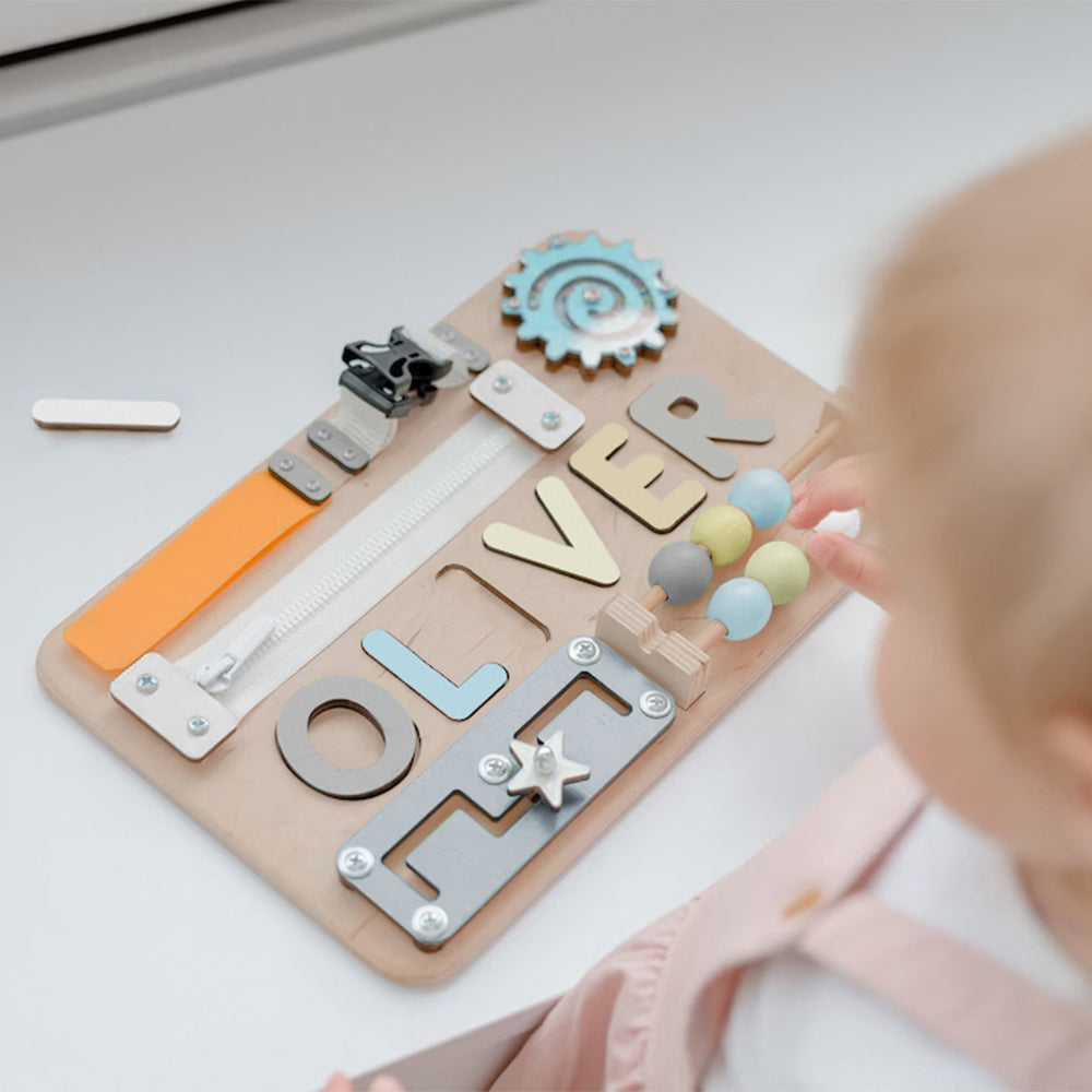 Personalized Busy Board Name Puzzle 2 - Wooden Montessori Toys | KindlyToys