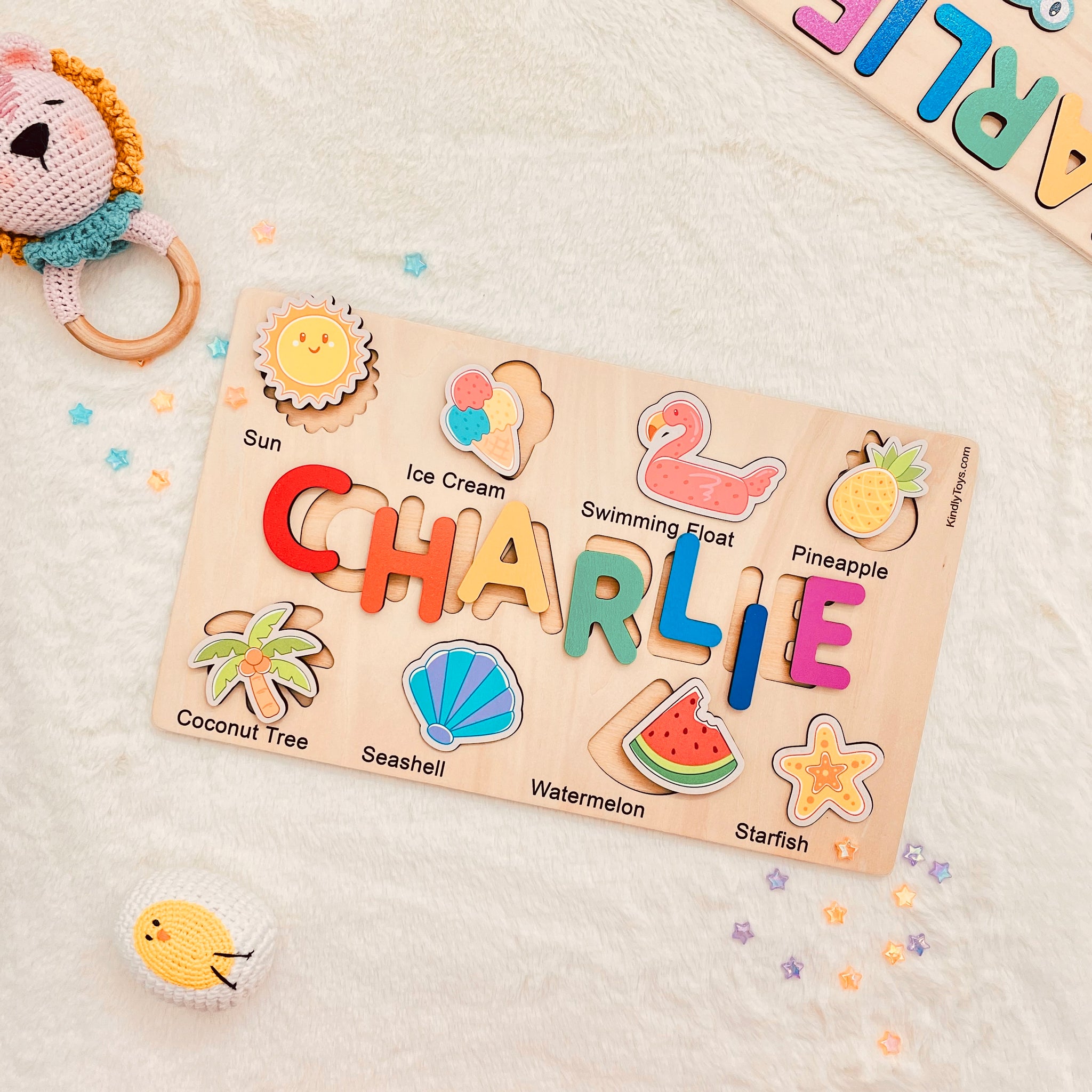 Beach Personalized Name Puzzle - Wooden Montessori Toys | KindlyToys