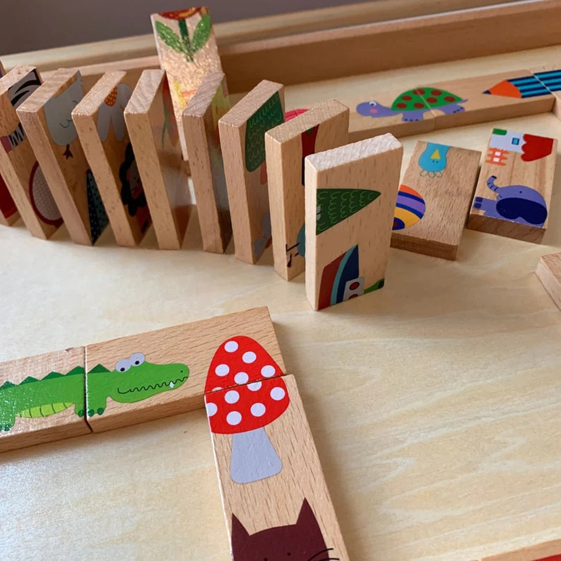 Wooden Picture Domino Puzzle - Balance Stacking Toy | Kindlytoys